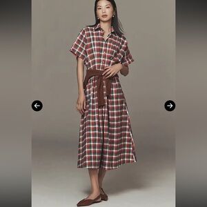 Anthropologie The Tobie Shirt Dress by Exquise Small Raspberry NWT